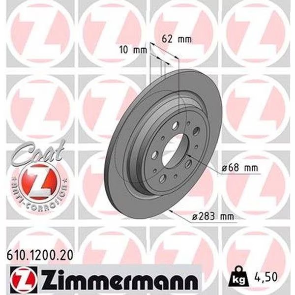 Brake Disc - Standard/Coated, 610120020, Zimmermann, Mfr#: 610120020