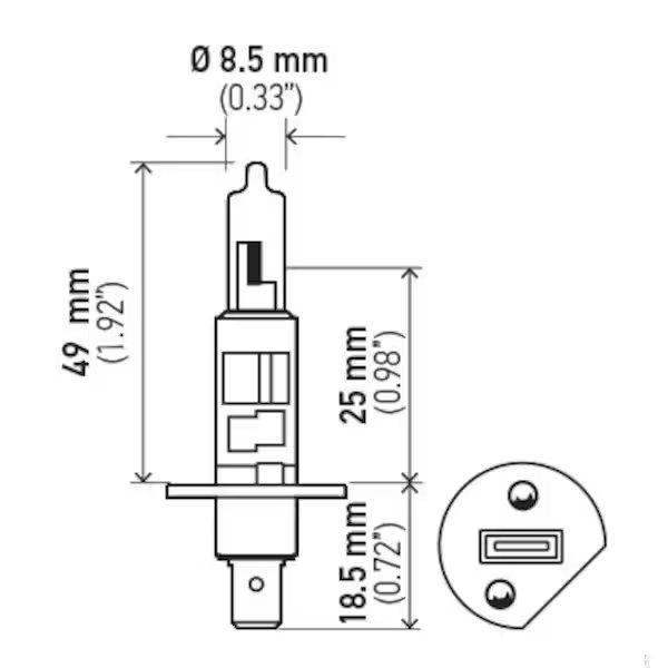 Bulb H1 24V 70W P14.5S T2.5 Bulbs, H124V, Hella, Mfr#: H124V