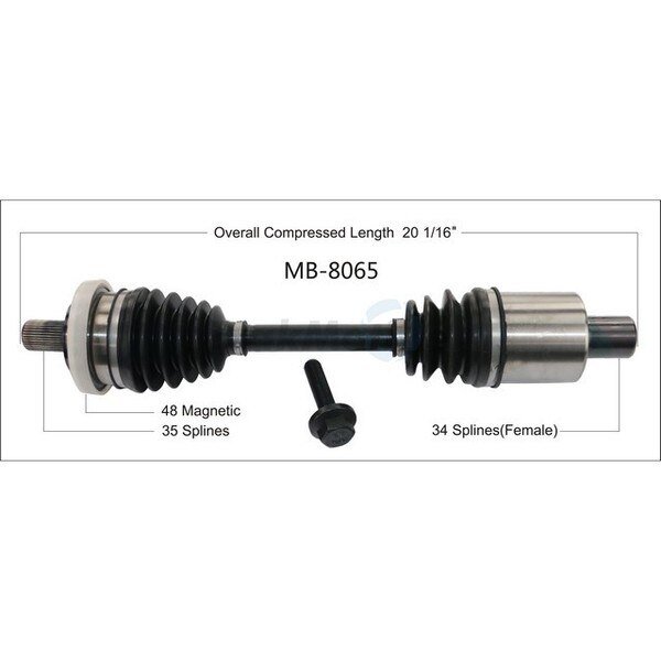 Cv Axle Shaft, Mb-8065, Surtrack Axle, Mfr#: MB-8065