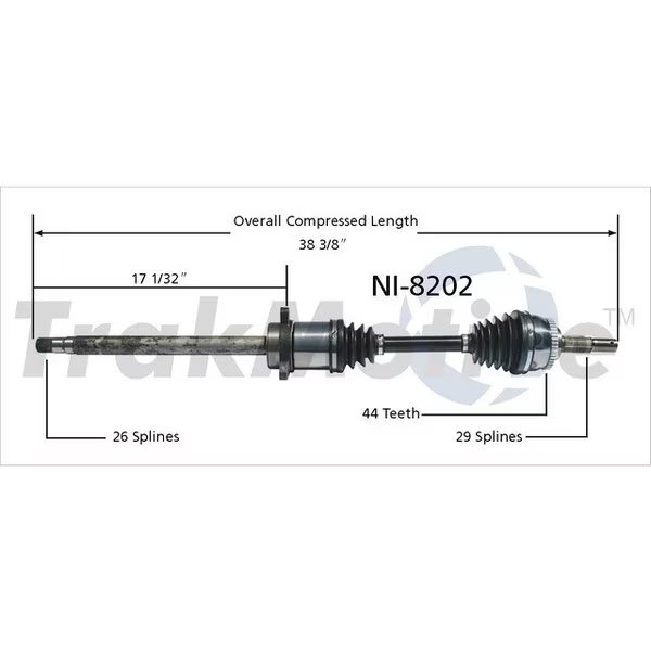 Cv Axle Shaft, Ni-8202, Surtrack Axle, Mfr#: NI-8202