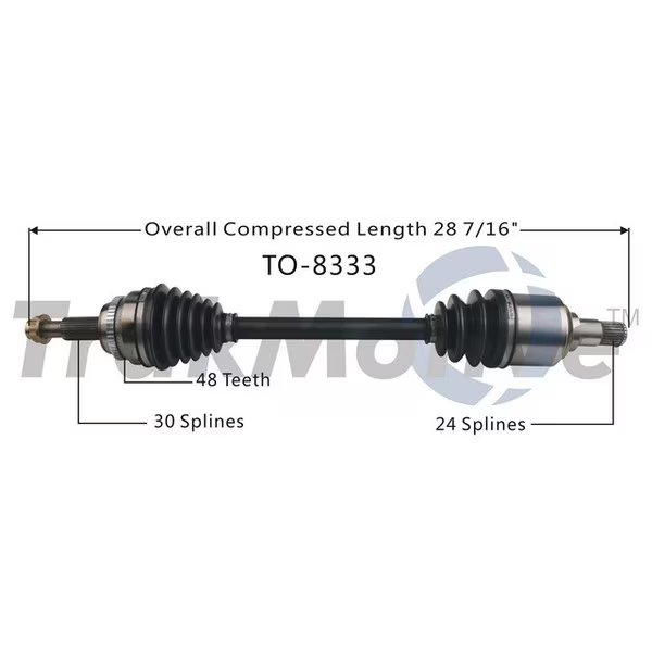 Cv Axle Shaft, To-8333, Surtrack Axle, Mfr#: TO-8333