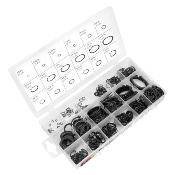 External Retaining Ring Assortment, 300 Pieces, 18 Sizes, Performance Tool, Mfr#: W5212