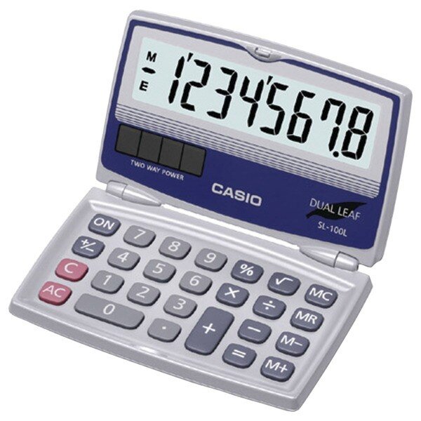 Solar Calculator with Folding Hard Case, Casio, Mfr#: SL-100L