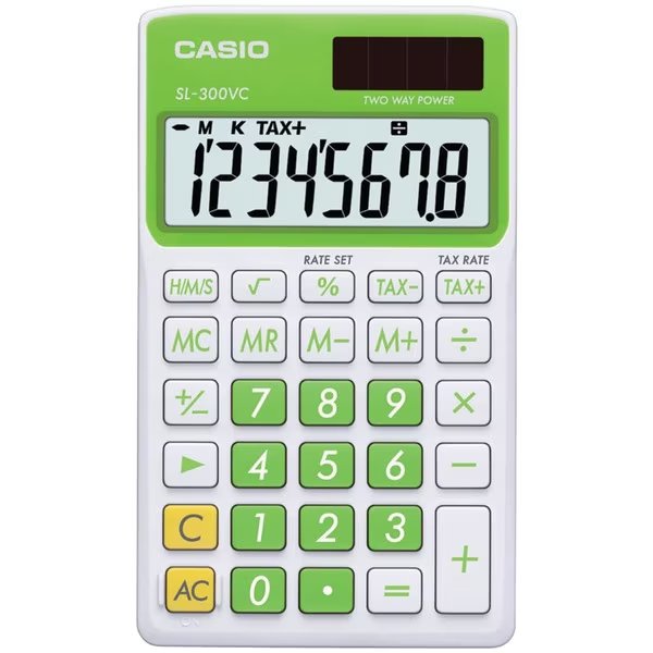 Solar Wallet Calculator with 8-Digit Display (Green), Casio, Mfr#: SL300VCGNSIH