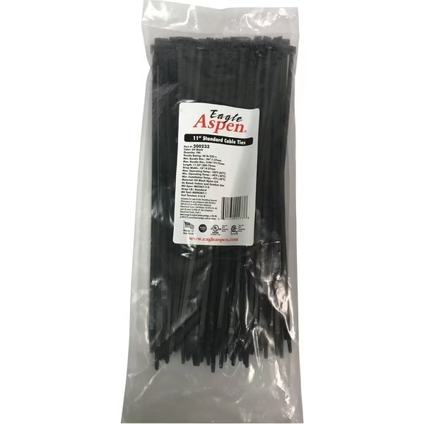 Temperature-Rated Cable Ties, 100 pk (Black, 11"), Eagle Aspen, Mfr#: 500233