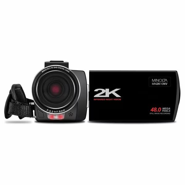 MN2K10NV 2.7K Quad HD 16x Digital Zoom IR Night Vision Video Camcorder Black, Minolta, Mfr#: MN2K10NV-BK