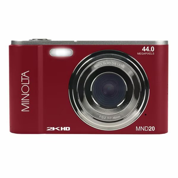 MND20 16x Digital Zoom 44 MP/2.7K Ultra HD Digital Camera Red, Minolta, Mfr#: MND20-R