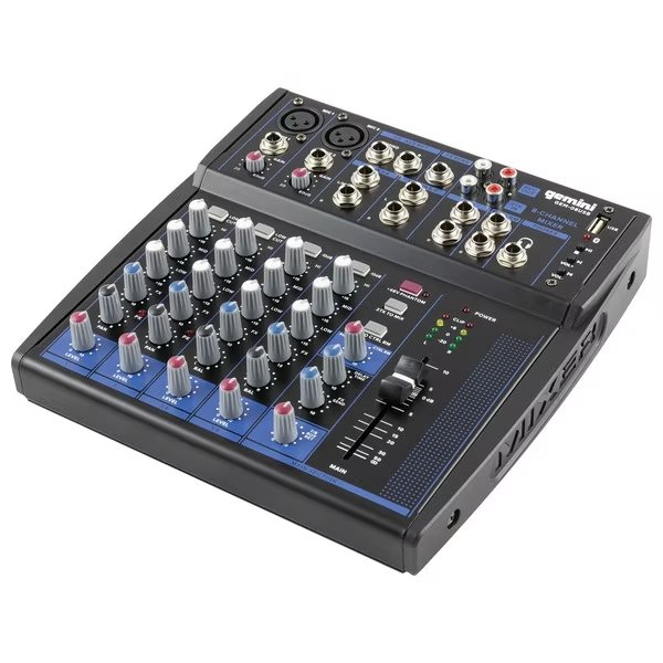 Compact 8-Channel Audio Mixer, Gemini, Mfr#: GEM-08USB