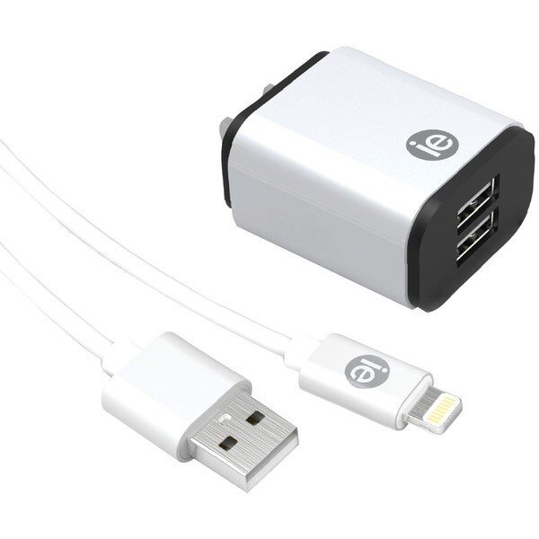 USB 2.4A Wall Charger with 4 ft. Lightning to USB-A Cable, Iessentials, Mfr#: IEN-ACL-22A