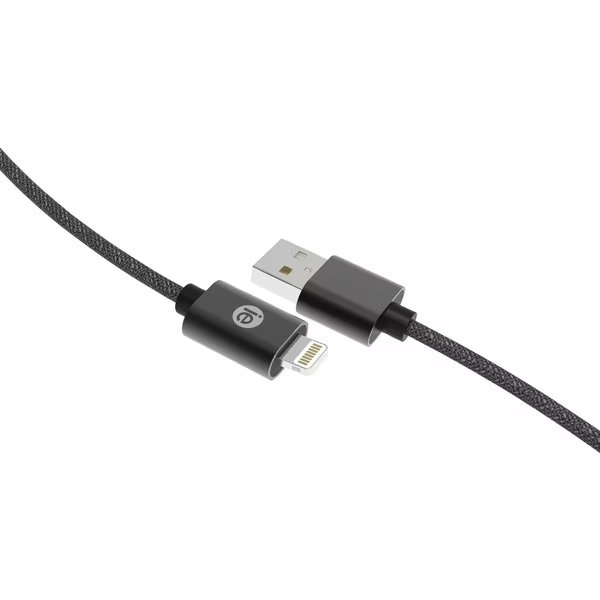 Charge and Sync Braided 6 ft. Lightning to USB Cable (Black), Iessentials, Mfr#: IEN-BC6L-BK