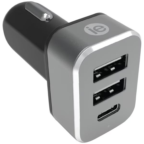 Fast Charge 4.1A Car Charger with 2 USB-A and 1 USB-C Ports, Iessentials, Mfr#: IEN-PC42A1C-BK