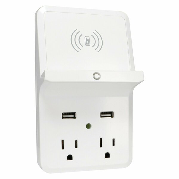 Wireless-Charging-Dock Wall Tap with 2 Outlets and Dual USB Charger, Prime, Mfr#: PBUWC01