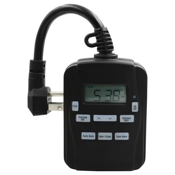 EZ-SET 2-Outlet 24-Hour Digital Outdoor Timer, Prime, Mfr#: TNODP23