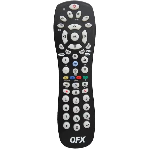 Universal 6-in-1 Remote with Glow-in-the-Dark Buttons, Qfx, Mfr#: REM-6