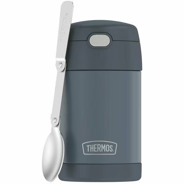 16-Ounce FUNtainer Vacuum-Insulated Stainless Steel Food Jar with Folding Spoon (Stone Slate), Thermos, Mfr#: F31101SL6