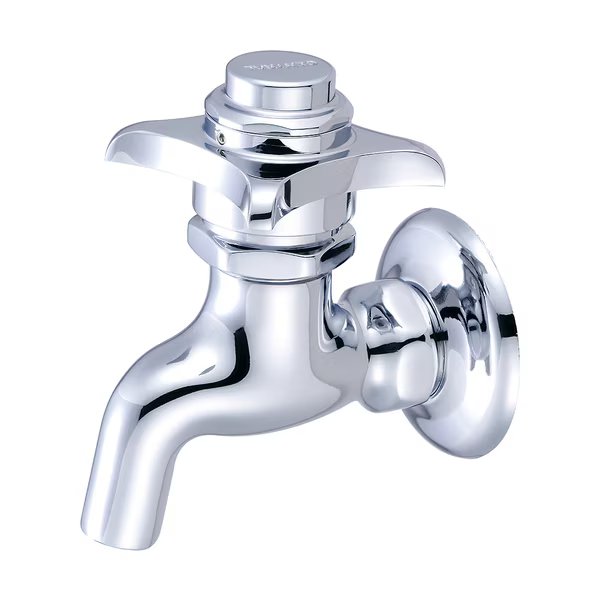 Self-Close Wallmount Faucet, NPT, Single Hole, Polished Chrome, Connection Size: 1/2", Central Brass, Mfr#: 0033-1/2PV-02