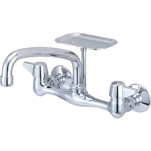 Two Handle Wallmount Kitchen Faucet, NPT, Wallmount, Polished Chrome, Weight: 4.3, Central Brass, Mfr#: 0048-TA1
