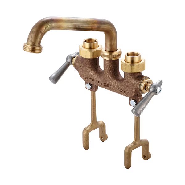 Two Handle Laundry Faucet, IP, Cooper Sweat, Centerset, Rough Brass, Central Brass, Mfr#: 468