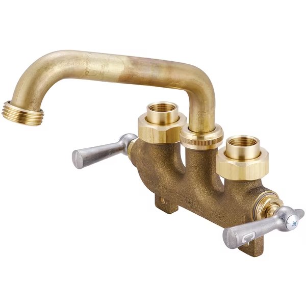 Two Handle Laundry Faucet, IP, Cooper Sweat, Centerset, Rough Brass, Central Brass, Mfr#: 469