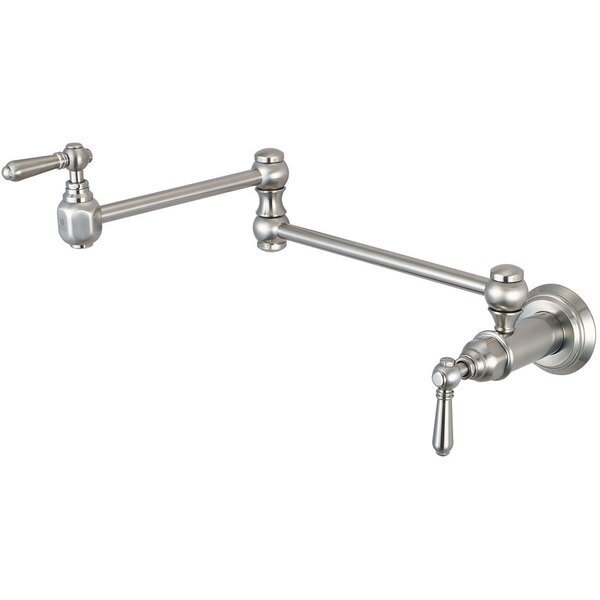 Wall Mount Pot Filler, NPT, Potfiller, Brushed Nickel, Number of Holes: 1 Hole, Pioneer Faucets, Mfr#: 2AM600-BN