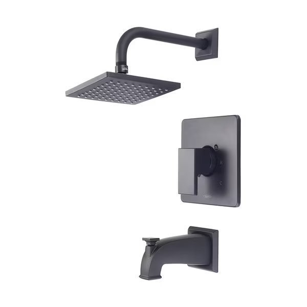 Single Handle Tub and Shower Trim Set, Wallmount, Matte Black, Style: Modern, Pioneer Faucets, Mfr#: T-4MO100-MB