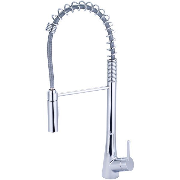 Single Handle Spring Pull-Down Kitchen Faucet, Compression Hose, Chrm, Number of Holes: 1 or 3, Olympia Faucets, Mfr#: K-5015