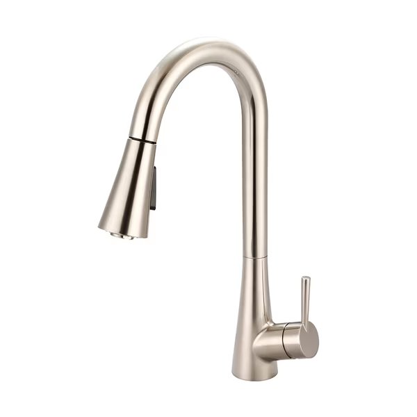 Single Handle Pull-Down Kitchen Faucet, Compression Hose, Nickel, Weight: 6, Olympia Faucets, Mfr#: K-5020-BN