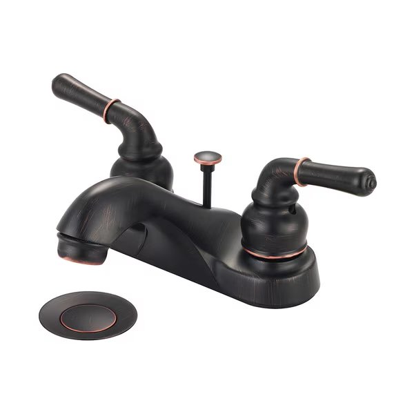 Two Handle Bathroom Faucet, NPSM, Centerset, Moroccan Bronze, Olympia Faucets, Mfr#: L-7242-MZ