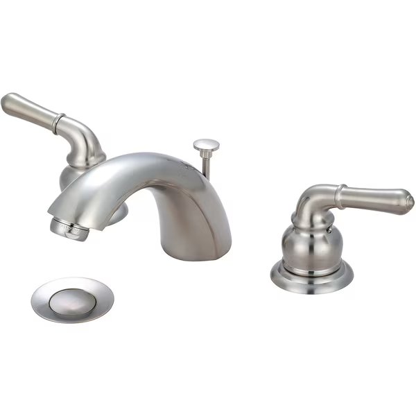 Two Handle Widespread Bathroom Faucet, Compression Hose, Nickel, Weight: 5.7, Olympia Faucets, Mfr#: L-7330-BN