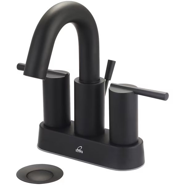 Two Handle Lavatory Faucet, NPSM, Centerset, Matte Black, Olympia Faucets, Mfr#: L-7522-MB