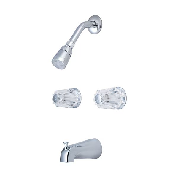 Two Handle Tub/Shower Set, IPS, Wallmount, Polished Chrome, Weight: 4.7, Olympia Faucets, Mfr#: P-1220