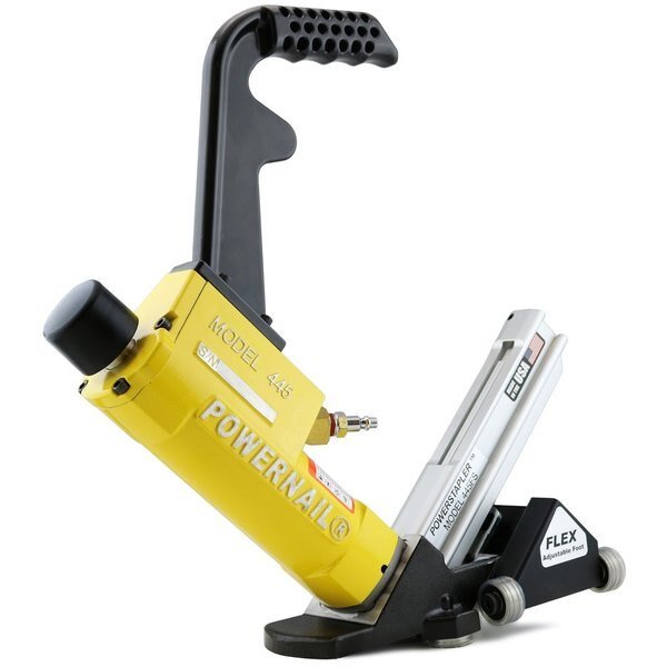 445FSPRLSW Pneumatic 15.5-Gauge Flooring Stapler w/ Adjustable Rolling Base, Powernail, Mfr#: 445FSPRLSW