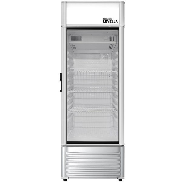 6.5 cu. ft. Commercial Upright Display Refrigerator Glass Door Beverage Cooler in Silver, Premium Levella, Mfr#: PRF65DX