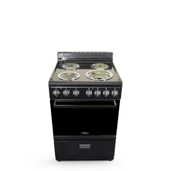 24" 4-Burner Electric Stove in Black, Premium Levella, Mfr#:  PRE2427GB