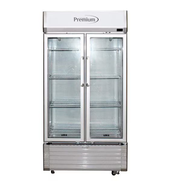 Premium Levella 16 cu. ft. Commercial Display Refrigerator Two Glass Door Merchandiser in Silver, Premium Levella, Mfr#: PRN165DX