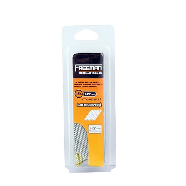 Collated Finishing Nail, 15 ga, Galvanized, 34 Degrees, Freeman, Mfr#: AF1534-15