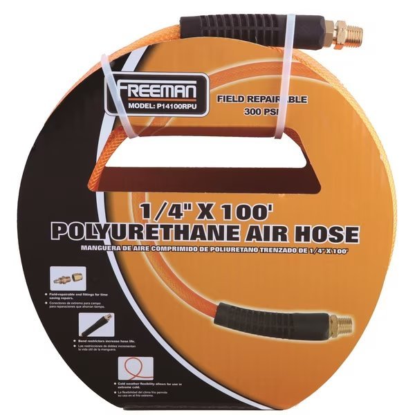 P14100RPU 1/4" x 100' Polyurethane Air Hose with Field Repairable Ends, Freeman, Mfr#: P14100RPU