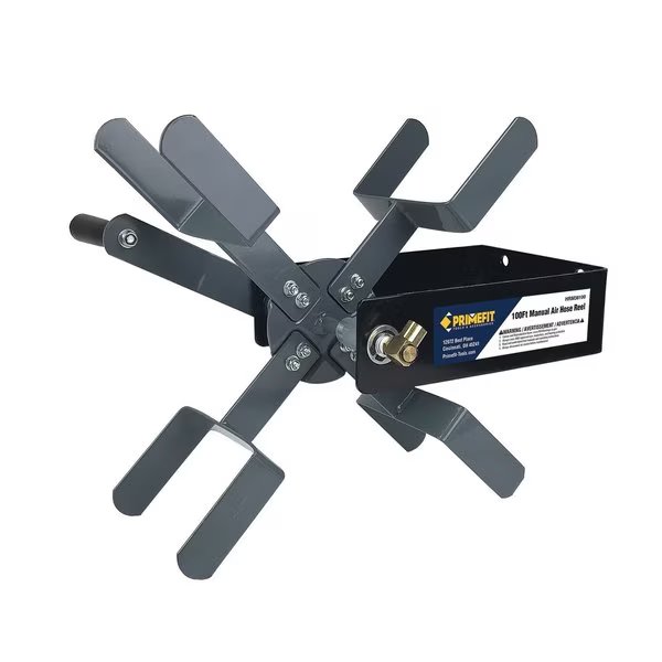 Manual Air Hose Reel with 100ft Capacity using 3/8-in. ID Air Hose, Primefit, Mfr#: HRM38100