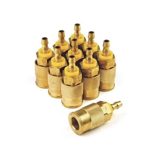Brass Coupler 3/8" x 1/4" Push Lock Hose Barb, 10PCS, Primefit, Mfr#: IC3814PB-B10-P