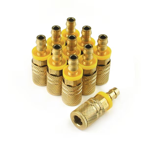 I/M 6-Ball Coupler 1/4" x 3/8" Push On Hose Barb Brass, Primefit, Mfr#: XIC1438PB6-B10-P