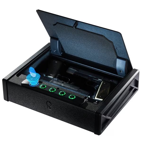 Pistol Safe, Biometric Lock, 14 lbs, .5 cu ft, Up to 4 Pistols, Soulyi, Mfr#: SSZ01MB
