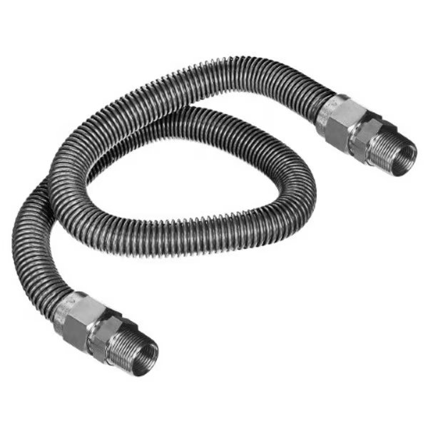 Gas Line Hose 5/8'' O.D. x 72'' Length with 1/2" MIP Fittings, Stainless Steel Flexible Connector, Flextron, Mfr#: FTGC-SS12-72A
