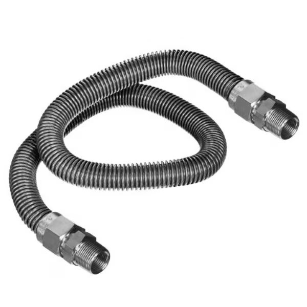 Gas Line Hose 3/8'' O.D. x 36'' Length with 3/8" MIP Fittings, Stainless Steel Flexible Connector, Flextron, Mfr#: FTGC-SS14-36G