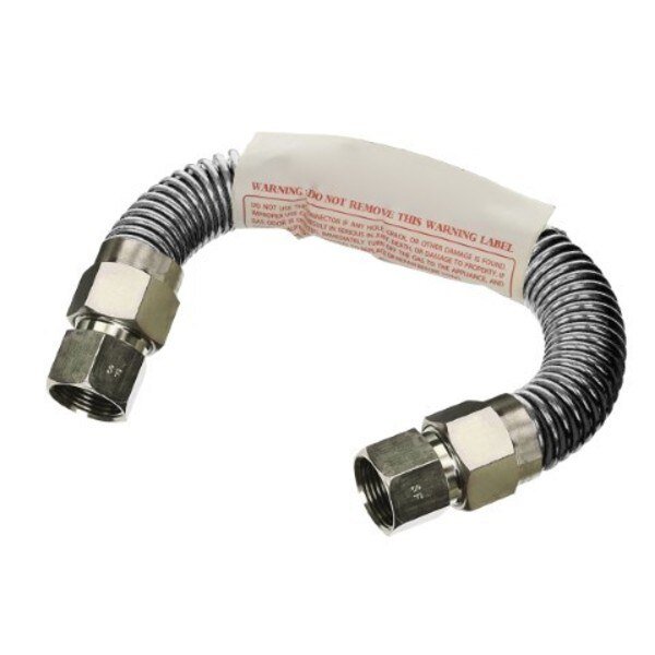 Gas Line Hose 1/2'' O.D. x 12'' Length with 3/8" FIP Fittings, Stainless Steel Flexible Connector, Flextron, Mfr#: FTGC-SS38-12H