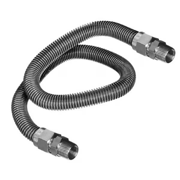 Gas Line Hose 1/2'' O.D. x 36'' Length with 1/2" MIP Fittings, Stainless Steel Flexible Connector, Flextron, Mfr#: FTGC-SS38-36A
