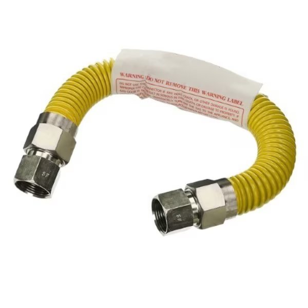 Gas Line Hose 3/8'' O.D.x12'' Len 3/8" FIP Fittings Yellow Coated Stainless Steel Flexible Connector, Flextron, Mfr#: FTGC-YC14-12H