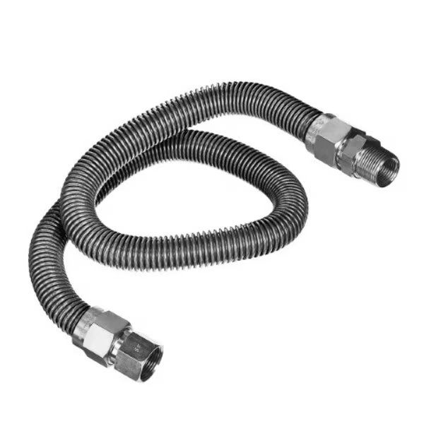 Gas Line Hose 3/8'' O.D. x 72'' Length 1/2" x 3/8" FIP Fittings, Stainless Steel Flexible Connector, Flextron, Mfr#: FTGC-SS14-72E
