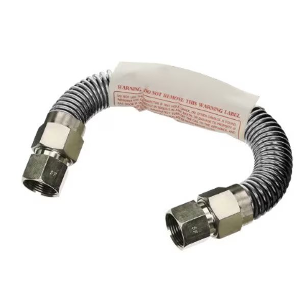 Gas Line Hose 1/2'' O.D. x 18'' Length with 3/8" MIP Fittings, Stainless Steel Flexible Connector, Flextron, Mfr#: FTGC-SS38-18G