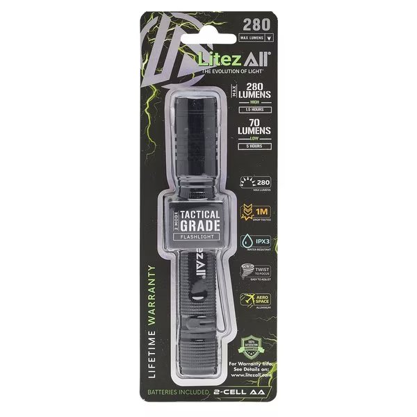 280 Lumen Tactical Flashlight, Litezall, Mfr#: LA-280FL-6/24