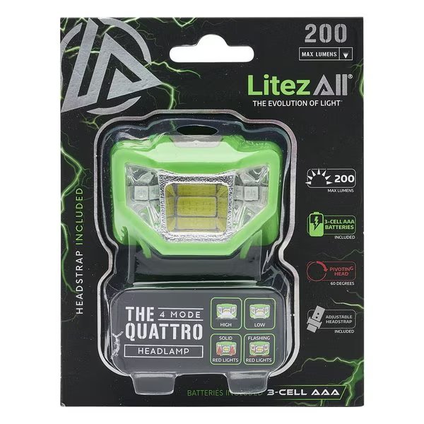 Quattro 4 Mode LED Head Lamp PR, Litezall, Mfr#: LA-HL4MD-8/24